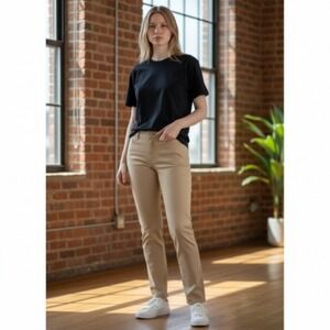 Theory Women's Khaki Straight Leg Pants | Classic Work Trousers | Size 12
